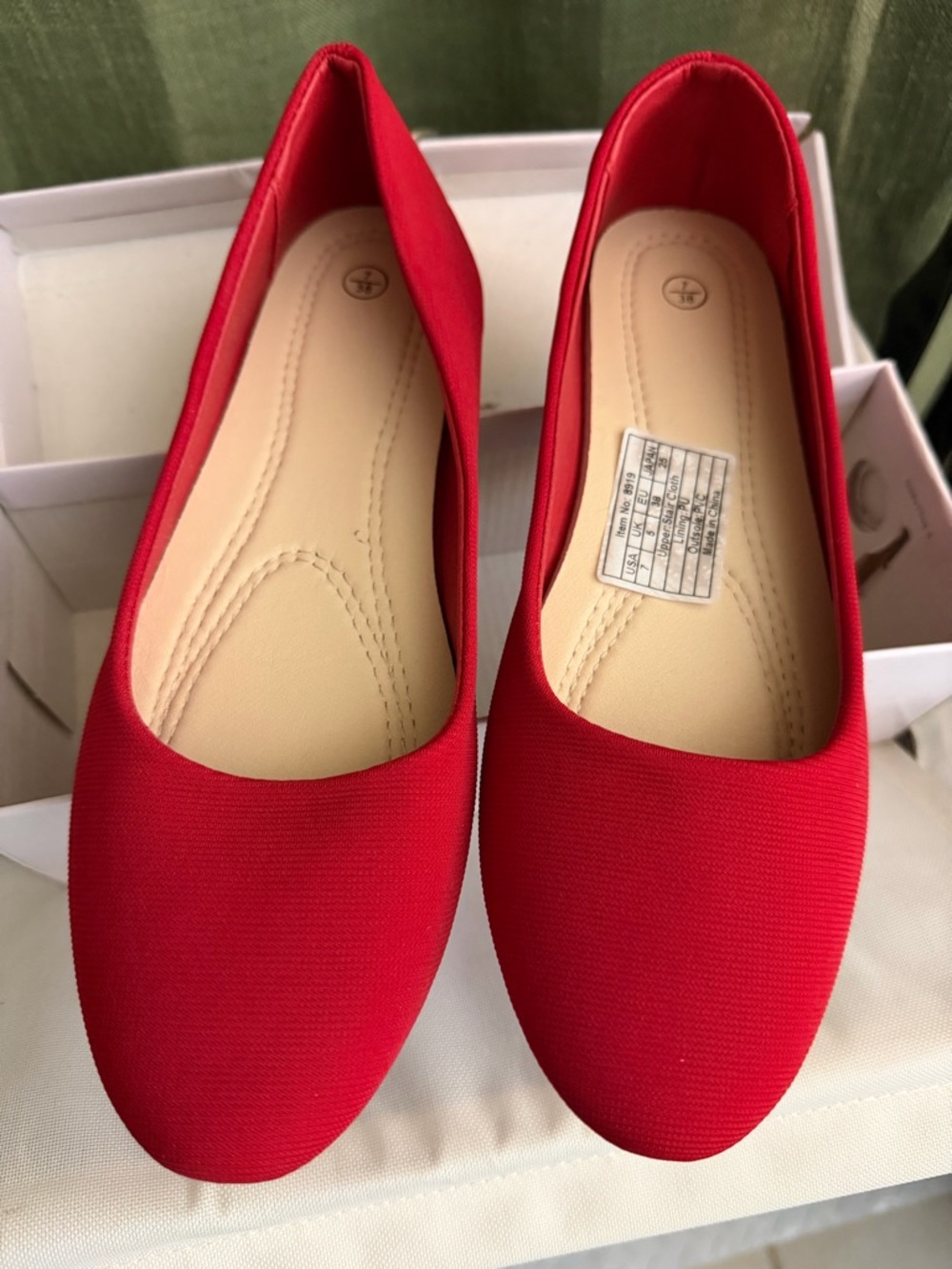 Women's Red Slip-On Ballet Flats with Cushioned Insole